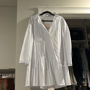 Pleated hem shirt dress